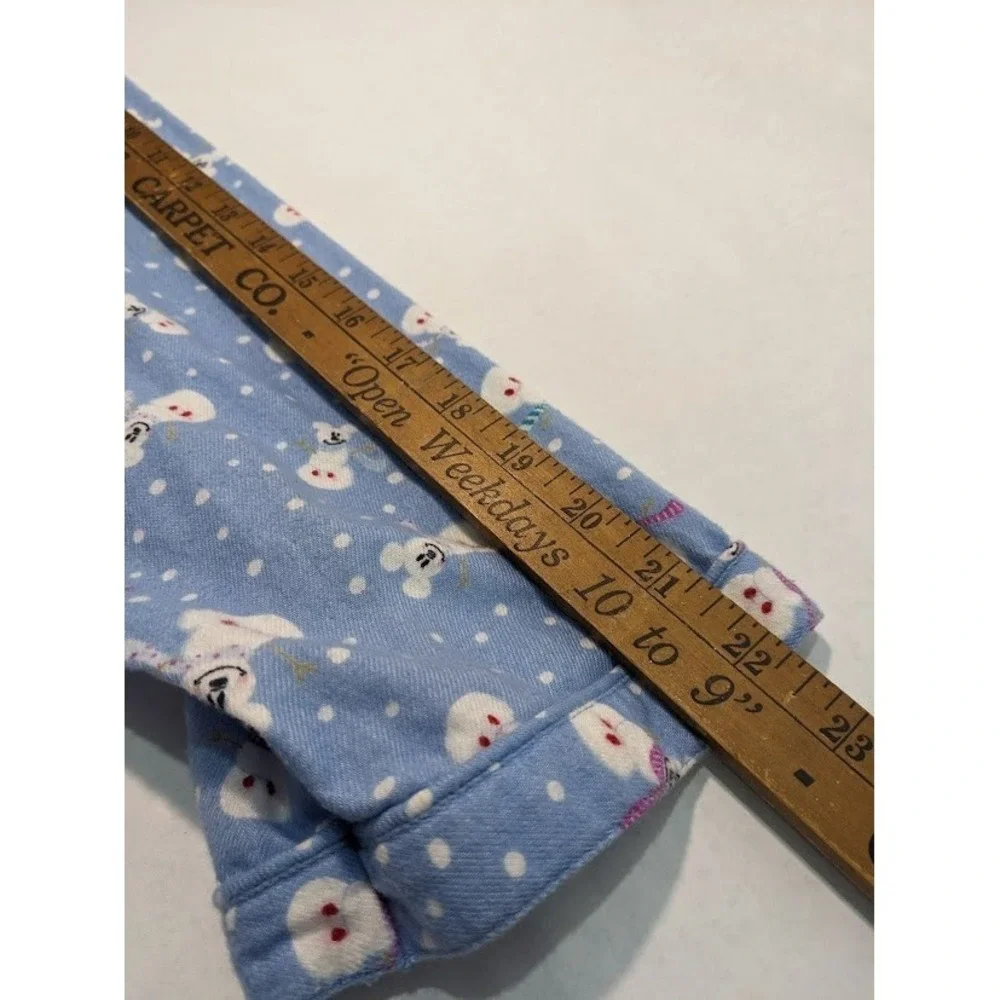 Disney Store Flannel Pajama Set Novelty Print Snowman Mickey Blue Women L/XL - Picture 11 of 16
